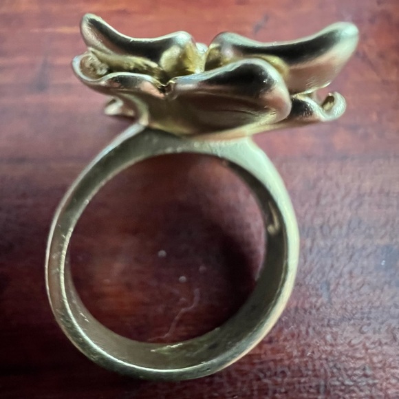 Vintage Chunky Goldtone Star Magnolia Anemone Hellebore Flower of Life Ring Sz 9 - Picture 5 of 9